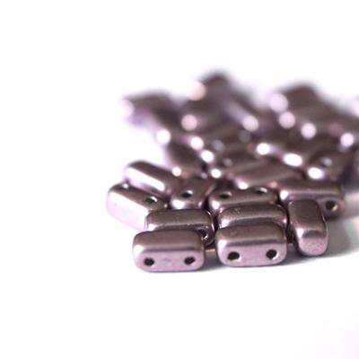 6mm Saturated Metallic Almost Mauve Two Hole Brick Czech Glass Beads by CzechMates - Goody Beads