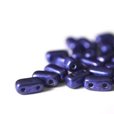 6mm Saturated Metallic Super Violet Two Hole Brick Czech Glass Beads by CzechMates - Goody Beads