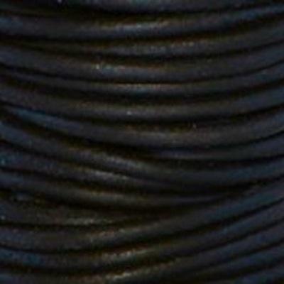 1.5mm Natural Black Round Leather Cord - 2 Meters - Goody Beads