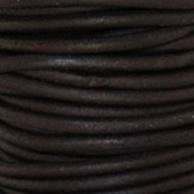 1.5mm Natural Dark Brown Round Leather Cord - 2 Meters - Goody Beads