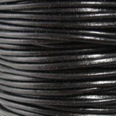 1.5mm Black Round Leather Cord - 2 Meters - Goody Beads