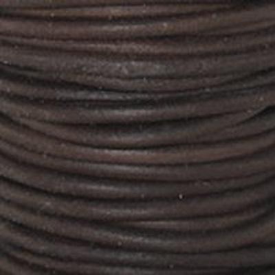 1.5mm Natural Antique Brown Round Leather Cord - 2 Meters - Goody Beads