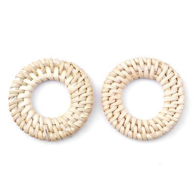 Handmade Woven Rattan Straw Ring Pendant/Connector - Goody Beads