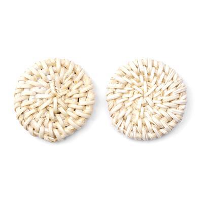 Handmade Woven Rattan Straw Disc Pendant/Connector - Goody Beads