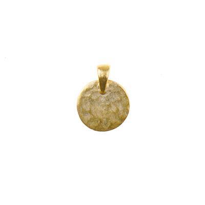 17mm Satin Gold Textured Circle Charm With Large Bail - Goody Beads