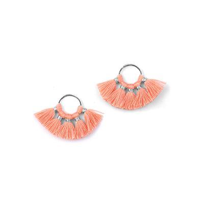 19x29mm Coral Fan Tassel on Silver Ring - Goody Beads