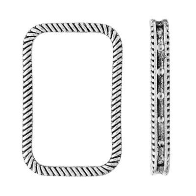 30mm Antique Silver Finish Pewter Rectangle Groovy Bead Frame - Goody Beads