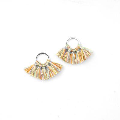 19x29mm Pastel Multi-Colored Fan Tassel on Silver Ring - Goody Beads