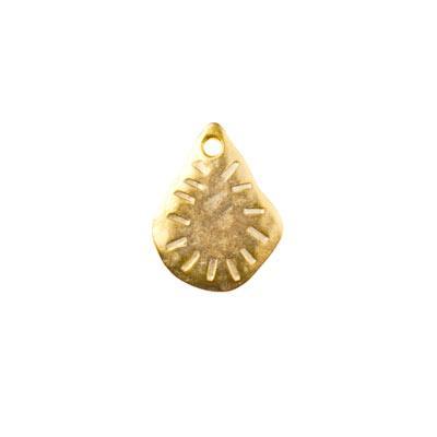 19mm Satin Gold Textured Teardrop Charm - Goody Beads