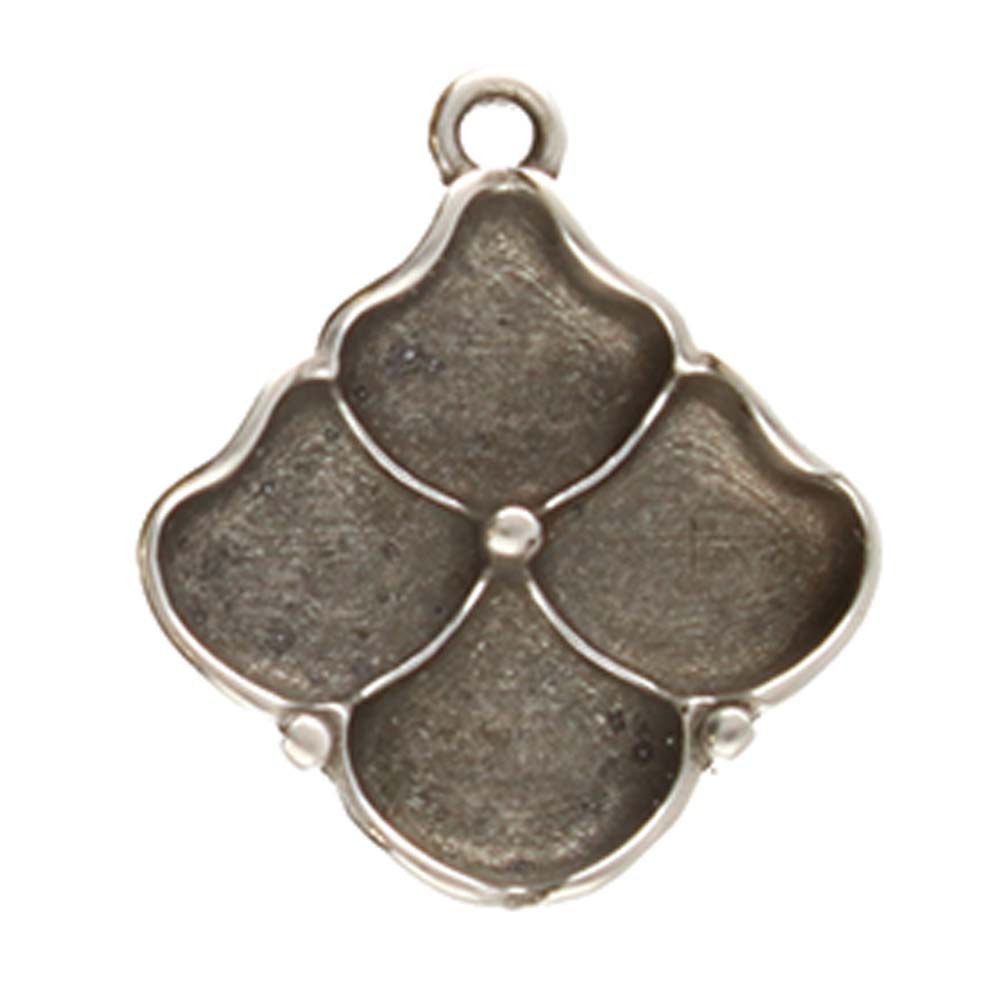 Cymbal Manalis Antique Silver Plated Pendant Setting for Ginko Beads - Goody Beads