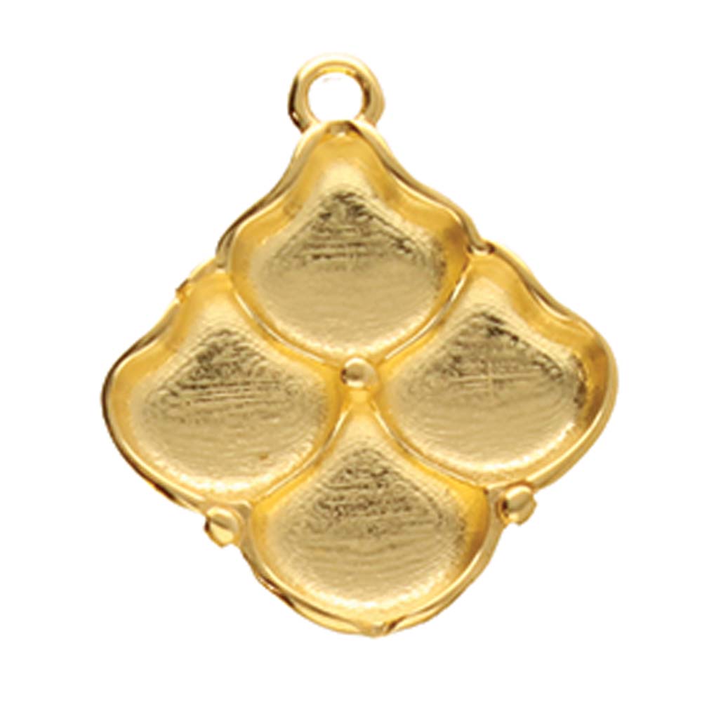 Cymbal Manalis 24k Gold Plated Pendant Setting for Ginko Beads - Goody Beads