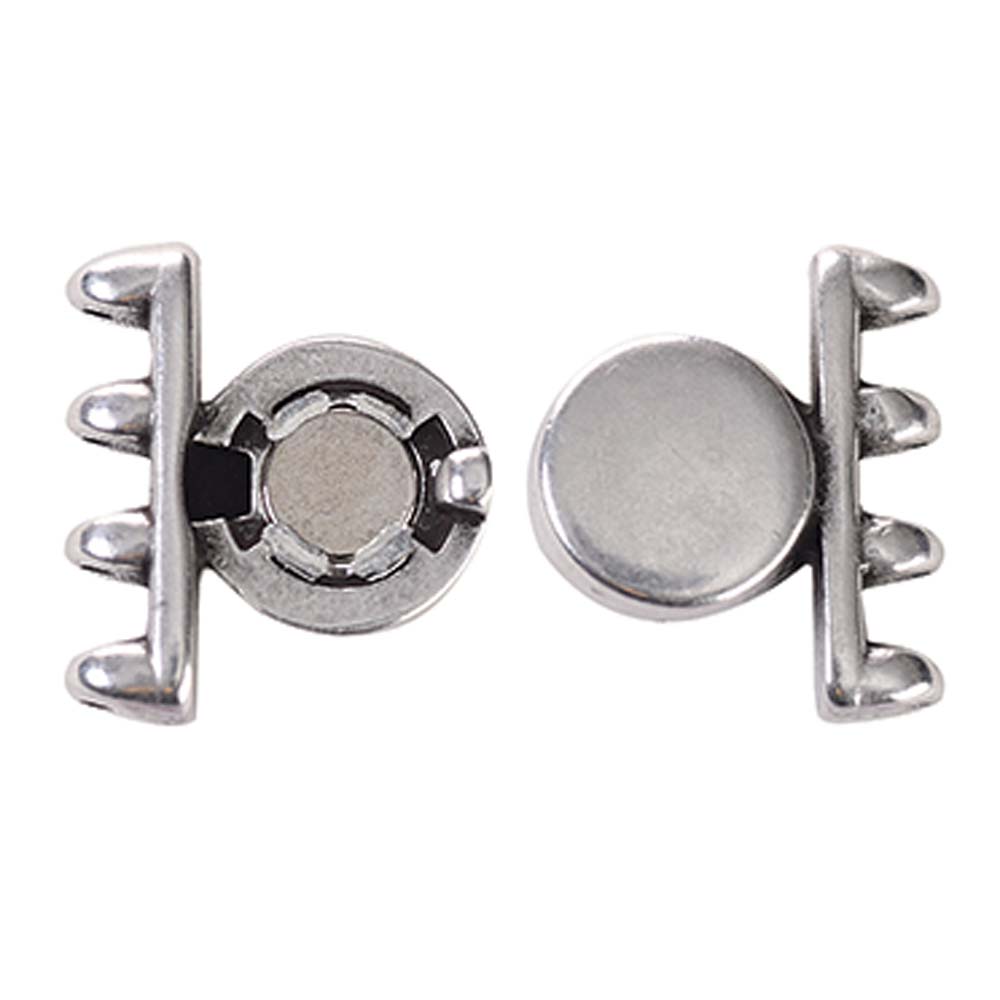 Cymbal Ateni IV Antique Silver Plated Magnetic Clasp for SuperDuo Beads - Goody Beads