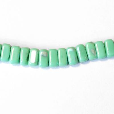 6mm Peacock Green Turquoise Two Hole Brick Czech Glass Beads by CzechMates - Goody Beads