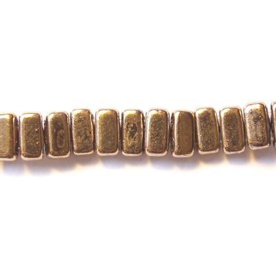 6mm Bronze Two Hole Brick Czech Glass Beads by CzechMates - Goody Beads