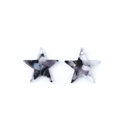 20mm Black and White Acetate Star Charm - Goody Beads