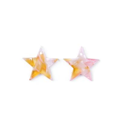 20mm Peach and Yellow Acetate Star Charm - Goody Beads