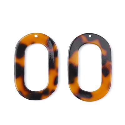 44x28mm Tortoise Shell Acetate Oval Ring Pendant - Goody Beads