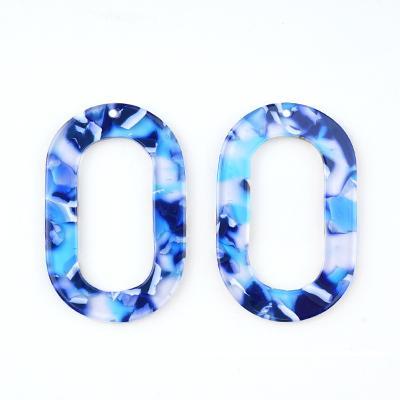 44x28mm Clear Blue Acetate Oval Ring Pendant - Goody Beads
