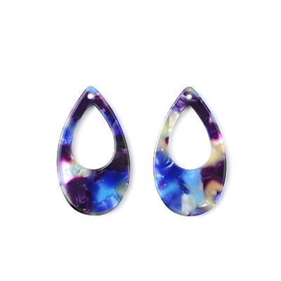 37x21mm Multi Pastel Acetate Teardrop with Small Cutout Pendant - Goody Beads