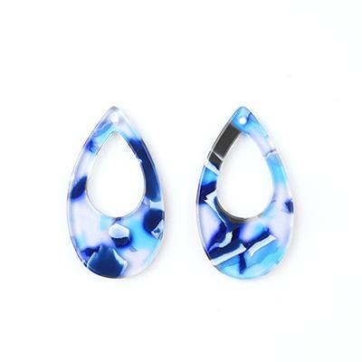 37x21mm Clear Blue Acetate Teardrop with Small Cutout Pendant - Goody Beads