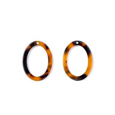 23.5x17.5mm Tortoise Shell Acetate Oval Ring Pendant - Goody Beads