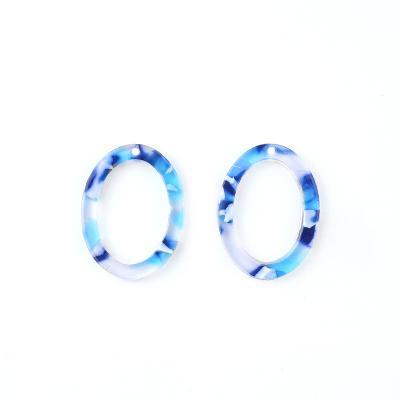 23.5x17.5mm Clear Blue Acetate Oval Ring Pendant - Goody Beads