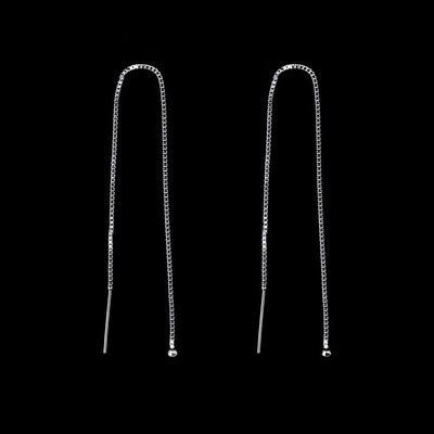 Sterling Silver Box Chain Ear Threads