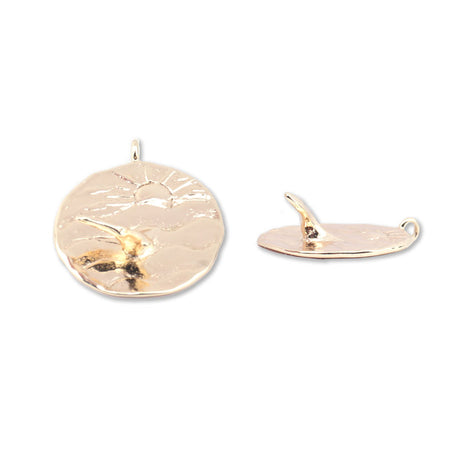 18mm 3D Whale Tail Gold Plated Brass Charm/Pendant - Goody Beads