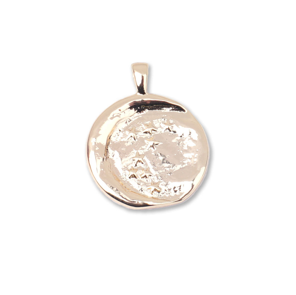 17mm Moon and Stars Gold Plated Brass Charm/Pendant - Goody Beads