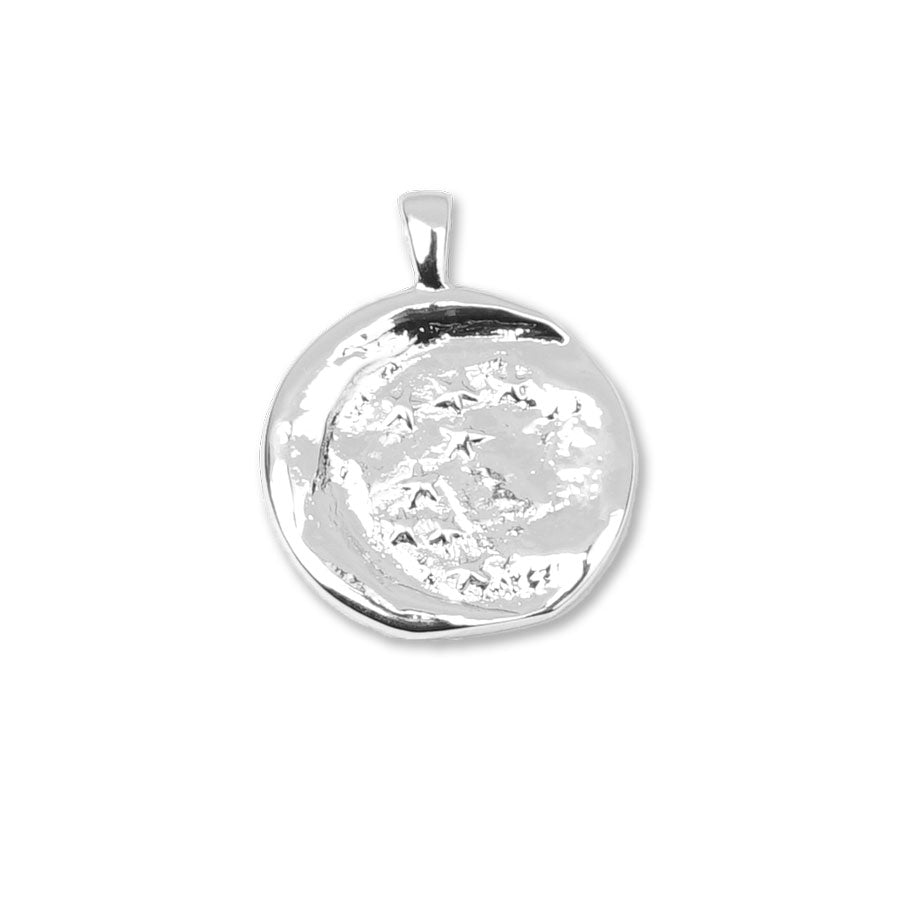 17mm Moon and Stars Silver Plated Brass Charm/Pendant - Goody Beads