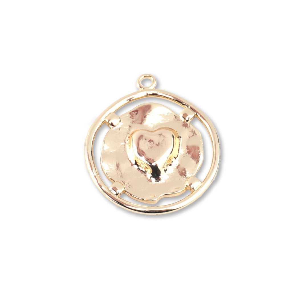 19mm Suspended Heart Gold Plated Brass Charm/Pendant - Goody Beads