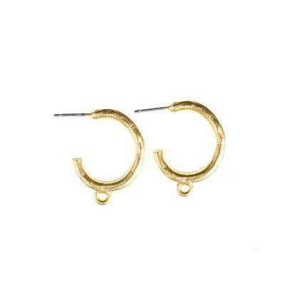 22mm Satin Gold Semi Hoop With Loop Earrings - Goody Beads