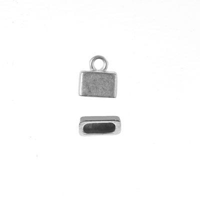 Antique Silver Rectangle End for 5mm Leather - Goody Beads