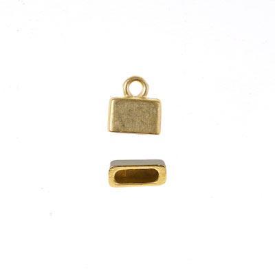 Satin Gold Rectangle End for 5mm Leather - Goody Beads