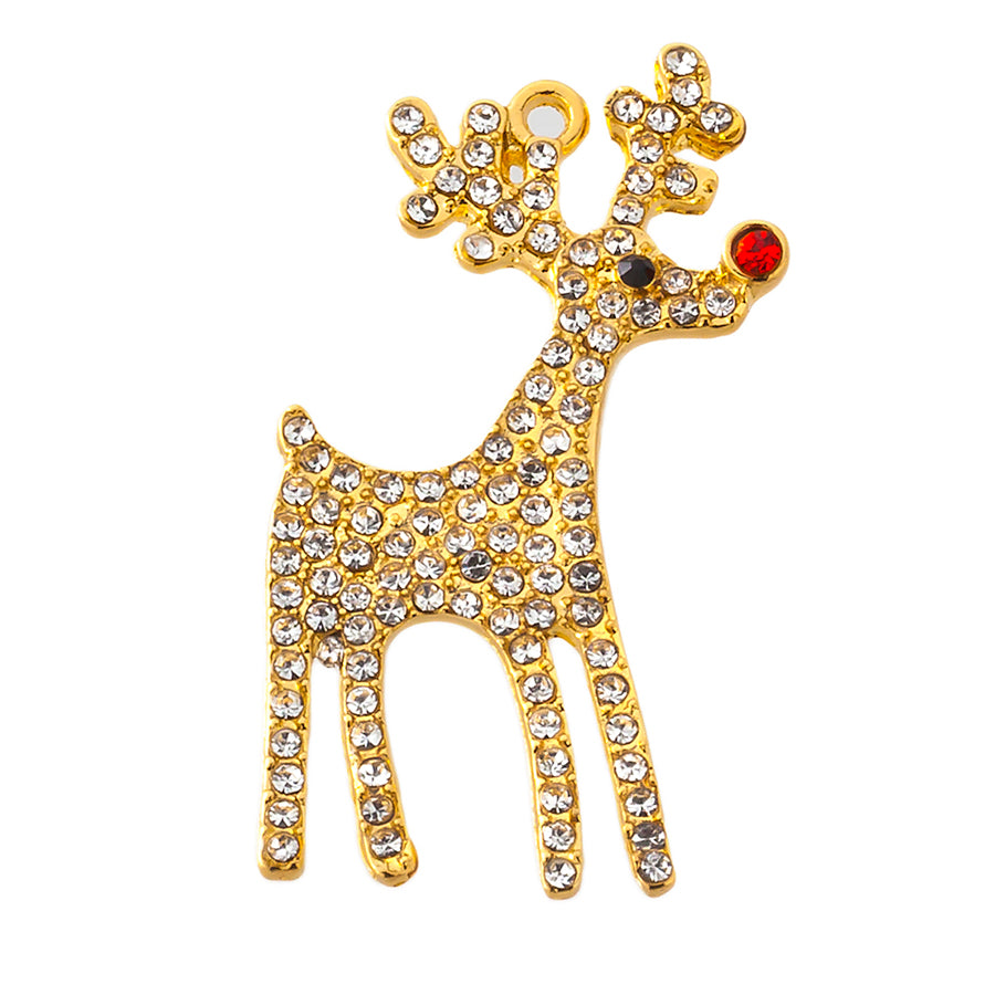 39mm Red Nose Reindeer Crystal Pendant - Goody Beads