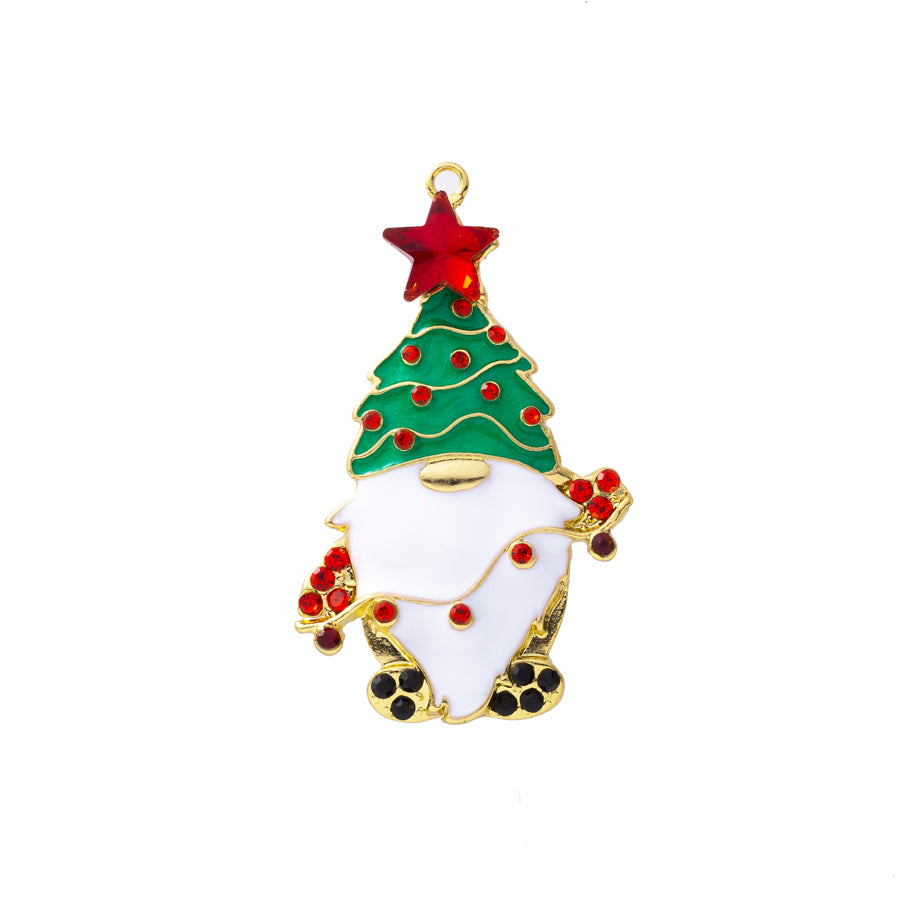 48mm Tree Trimming Gnome Enamel Pendant - Goody Beads