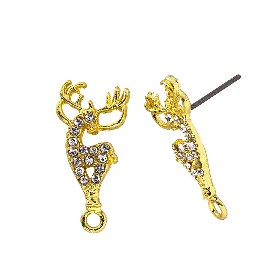 24mm Crystal Embellished Elegant Stag Post Earrings - Goody Beads