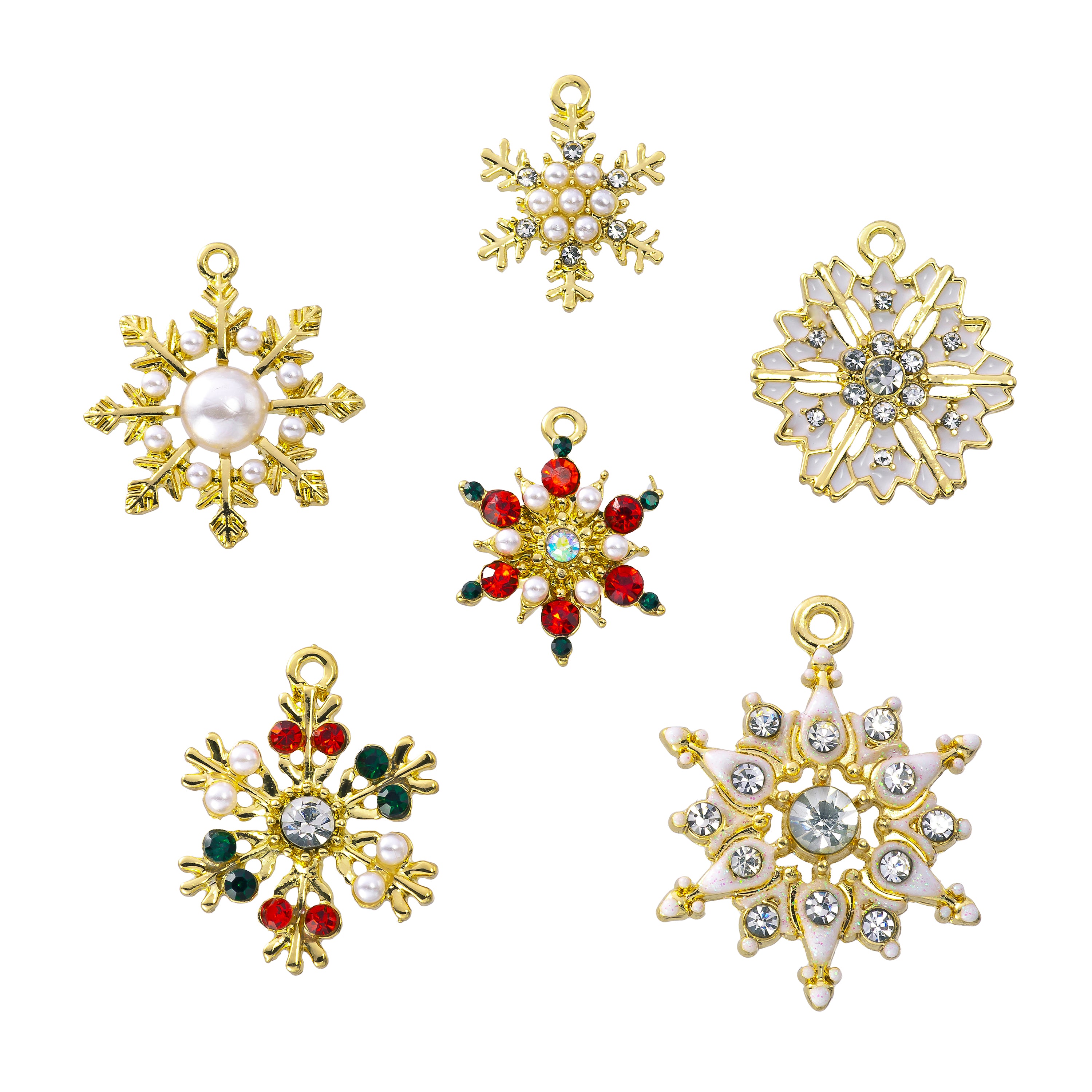 Vintage Snowflake 6 Piece Charm/Pendant Set - Gold - Goody Beads