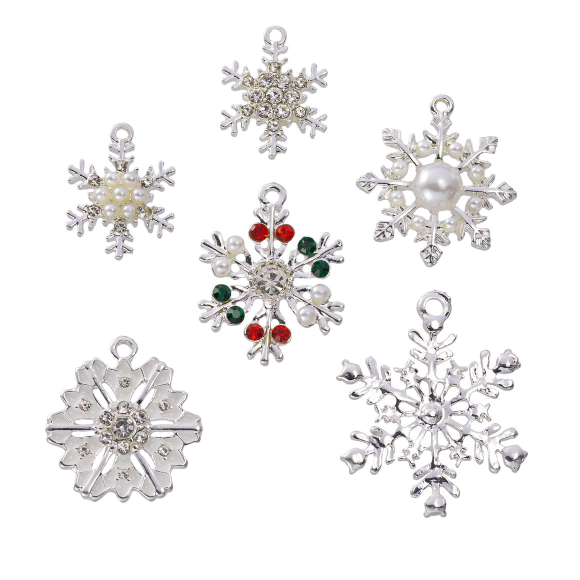 Vintage Snowflake 6 Piece Charm/Pendant Set - Silver - Goody Beads