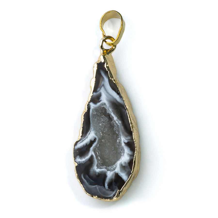 28-35mm Druzy Agate Gold Plated Pendant - Small