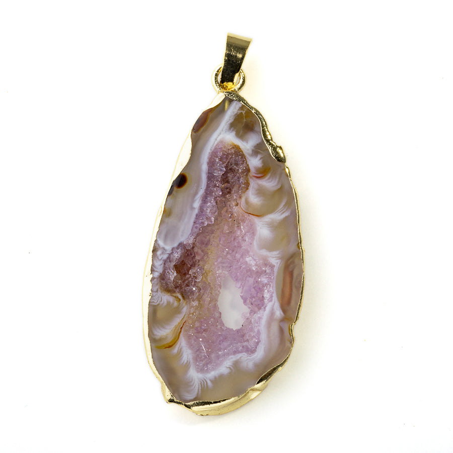 35-50mm Druzy Agate Gold Plated Pendant - Large