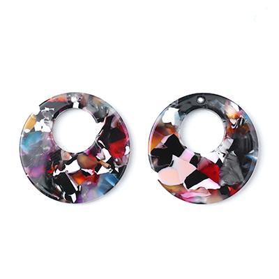 30mm Multi Color Acetate Circle with Cutout Pendant - Goody Beads