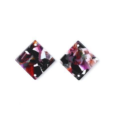 18mm Multi Color Acetate Small Diamond Shape Pendant - Goody Beads