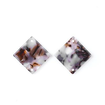 18mm Brown and Cream Acetate Small Diamond Shape Pendant - Goody Beads