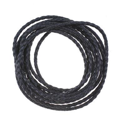 2mm Black Braided Cotton Bolo Vegan Leather Cord - 2 Meters - Goody Beads