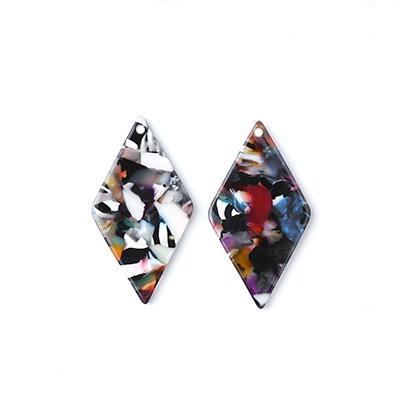 41x21mm Multi Color Acetate Diamond Shape Pendant - Goody Beads