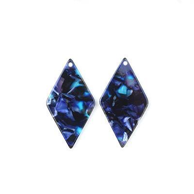 41x21mm Blue Acetate Diamond Shape Pendant - Goody Beads