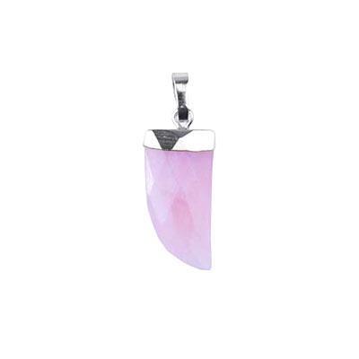 20mm Silver Plated Rose Quartz Faceted Tooth Pendant - Goody Beads