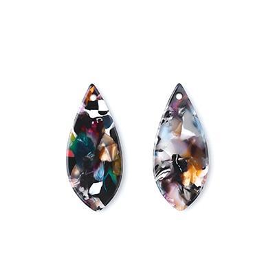 36x16mm Multi Color Acetate Teardrop Pendant - Goody Beads