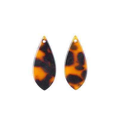 36x16mm Tortoise Shell Acetate Teardrop Pendant - Goody Beads